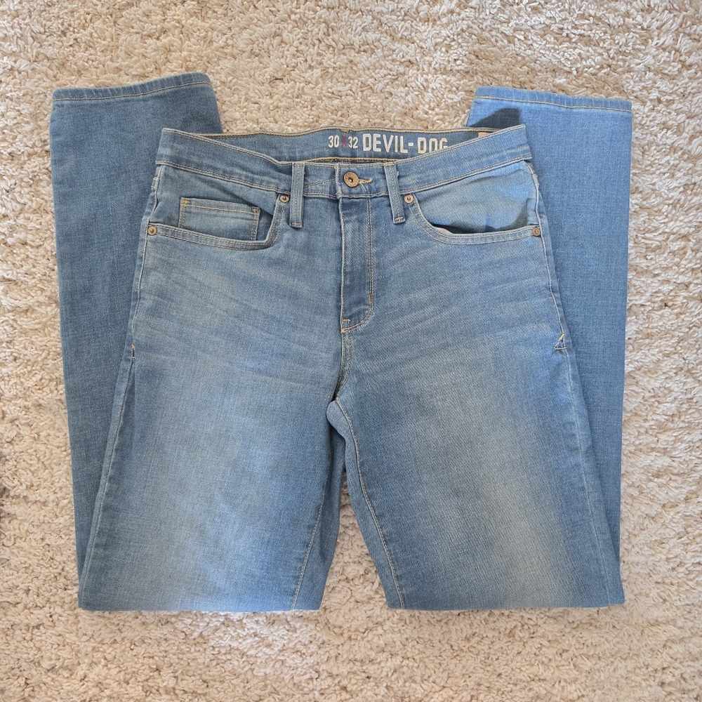Devil Dog Mens Slim Straight Leg Blue Demin Jeans